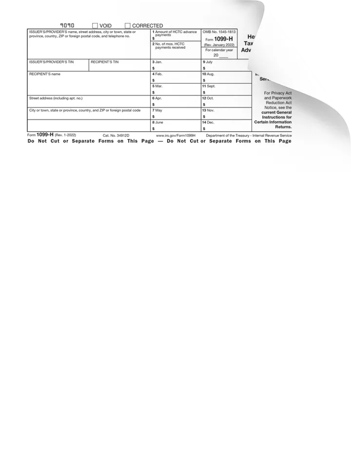 Form 1099-H Preview